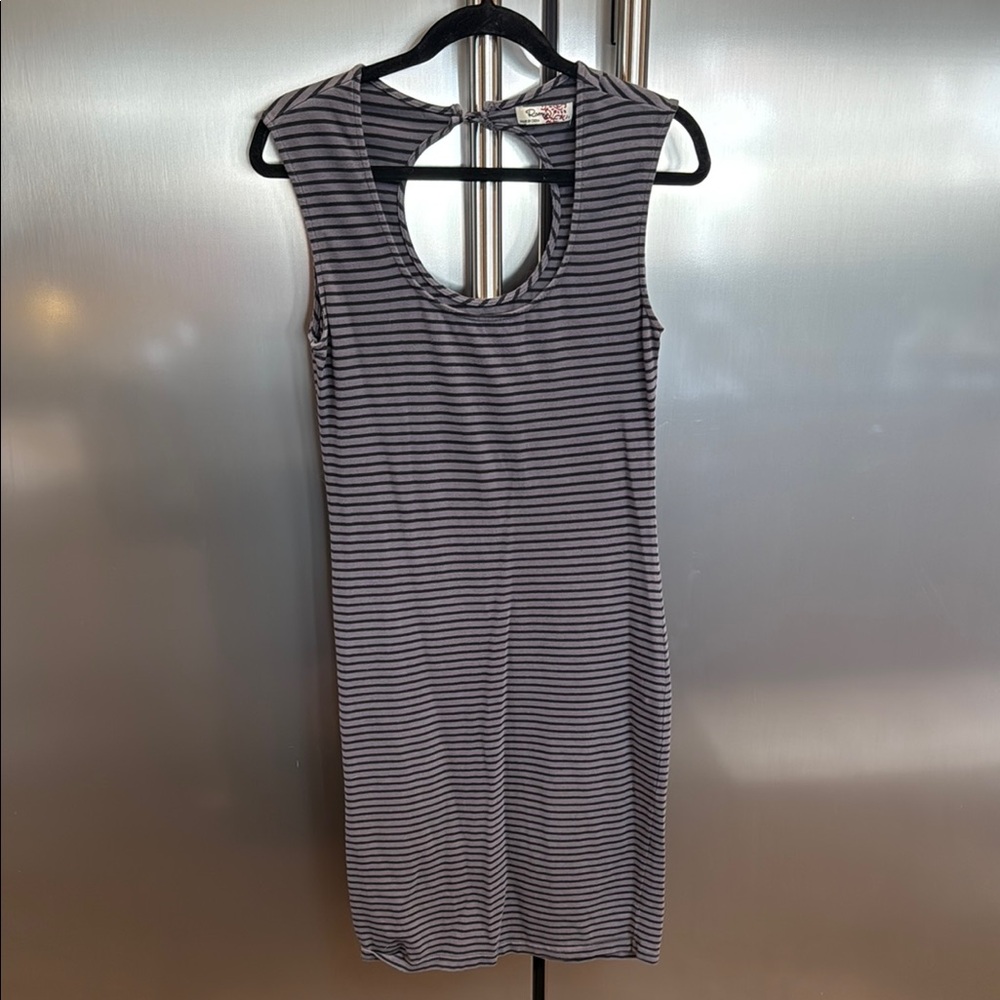 Romy Black and Gray Cut Out Sheath Midi Dress